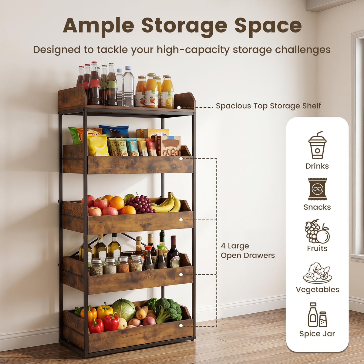 Giantex 5-Tier Food Storage Rack, Retail Snack Display Shelf