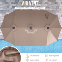 4.7 m Extra-Large Patio Umbrella w/LED Solar Lights