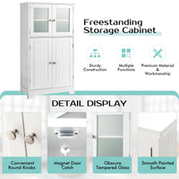 Giantex Bathroom Storage Cabinet, Kitchen Pantry Cabinet w/Tempered Glass Doors & Adjustable Shelf, White