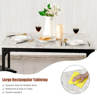 3 Pcs Dining Table and Chairs Set Modern Kichten Table w/Faux Marble Tabletop 2 Chairs Contemporary