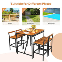 5-Piece Outdoor Acacia Wood and PE Rattan Bar Set