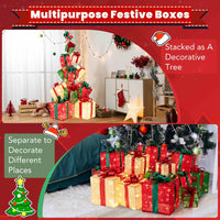 15 Pieces Staked Lighted Christmas Boxes with 450 Light Bulbs