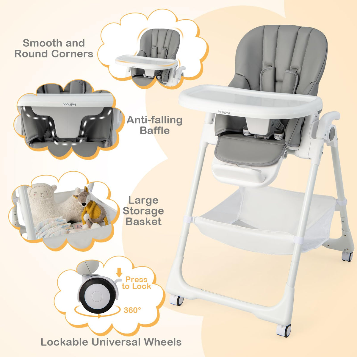 Convertible Infant Dining Chair with 7 Height for Babies and Toddlers