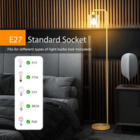 Industrial Floor Lamp with Hanging Glass Lampshade and Foot Switch