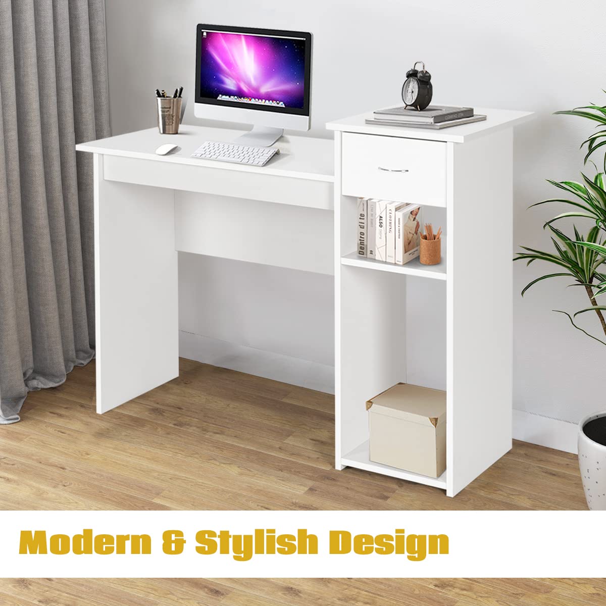 Giantex Home Office Computer Desk, Modern Study Writing Desk