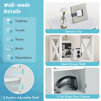 Giantex Bathroom Floor Cabinet, Freestanding Single Door Storage Organizer w/Open Compartment, White