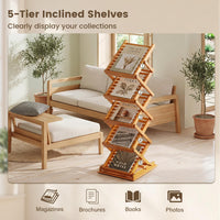 Giantex Foldable Bamboo Magazine Rack with 2 Adjustable Positions