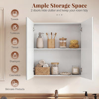 Medicine Cabinet with Mirror and Wooden Hanging 2-Tier Storage Cabinet for Laundry