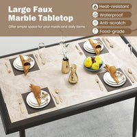 Sintered Stone Dining Table, Rectangular Kitchen Table w/Metal Frame