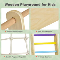 8-in-1 Wooden Climbing Playset with Slide and Drawing Board