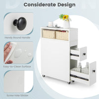 Giantex Movable Bathroom Storage Cabinet, Narrow Toilet Side Cabinet w/ 2 Slide Out Drawers
