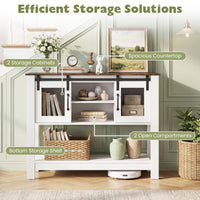 102cm Small Farmhouse Console Table with Adjustable Shelf and 2 Storage Cabinets for Entrance