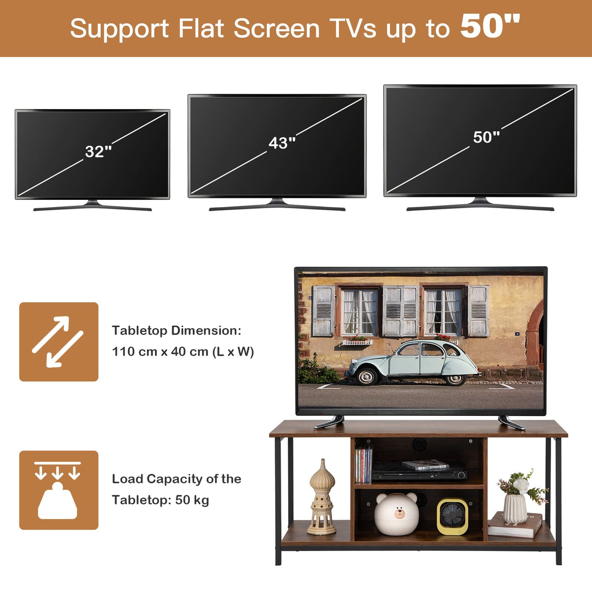 Giantex TV Stand for TVs up to 50”, Retro Entertainment Center