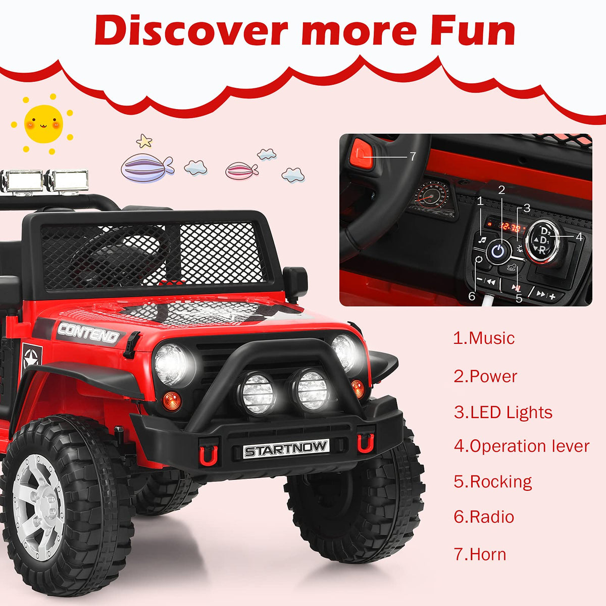 12V Kids Ride-On Car, Electric Children Ride-On Truck w/Remote Control