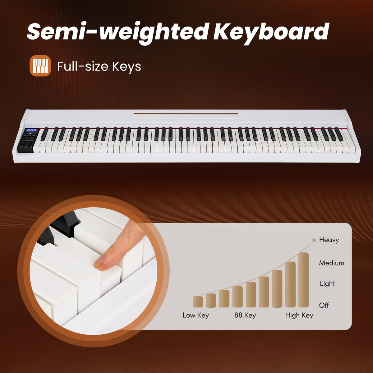 88-Key Keyboard Piano Set Full Size Semi-weighted Digital Piano