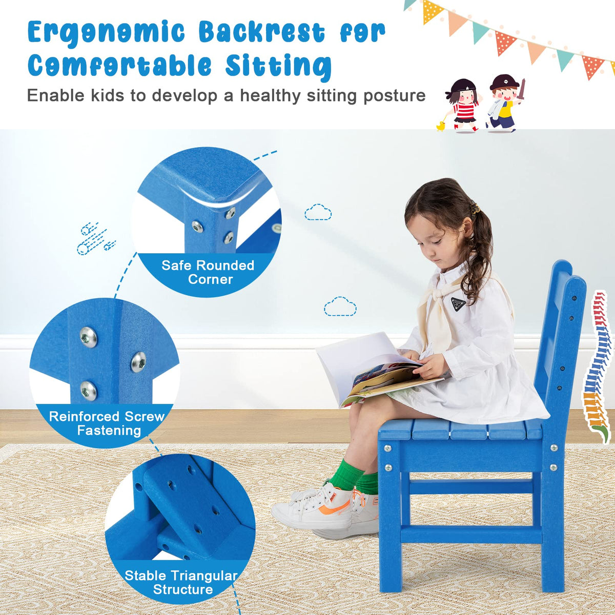 3-Piece All-Weather Kids Table & Chairs Set for Home & Backyard