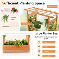 Giantex Raised Garden Bed with Arch Trellis, Hanging Roof, Planter Box