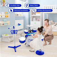 Kids Drum Keyboard Set with Stool & Microphone Stand