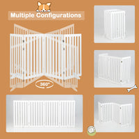 89cm Pet Gate 4 Panels Freestanding Wooden Fence for Small Dogs