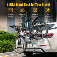 3-Bike Trunk Mount Rack with Adjustable Length Angle