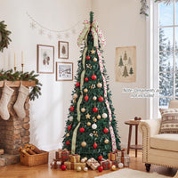 1.8M/2.1M Artificial Christmas Tree with Tree Topper Bow and 4 Ribbons