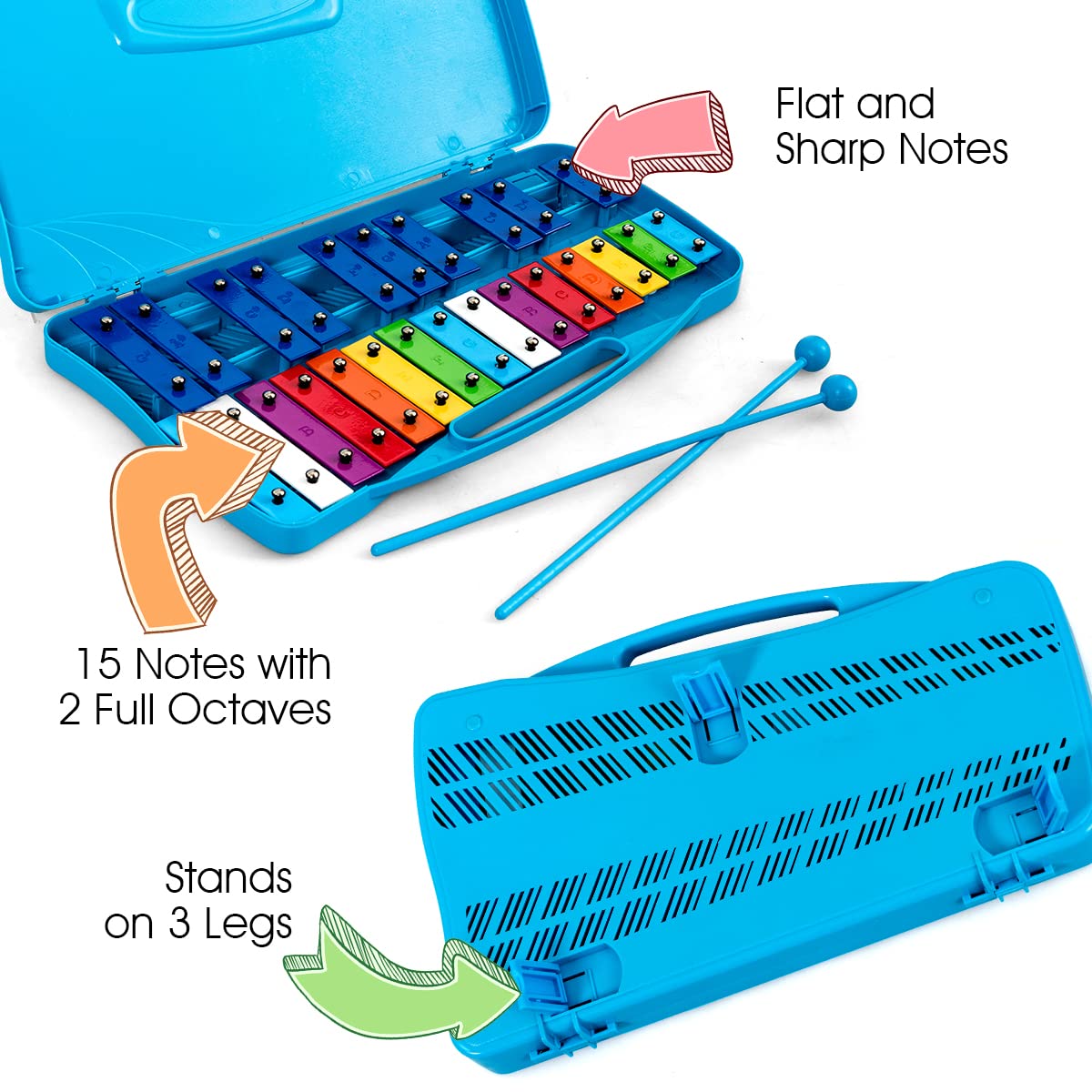25 Note Xylophone with suitcase-like outlook for Kids