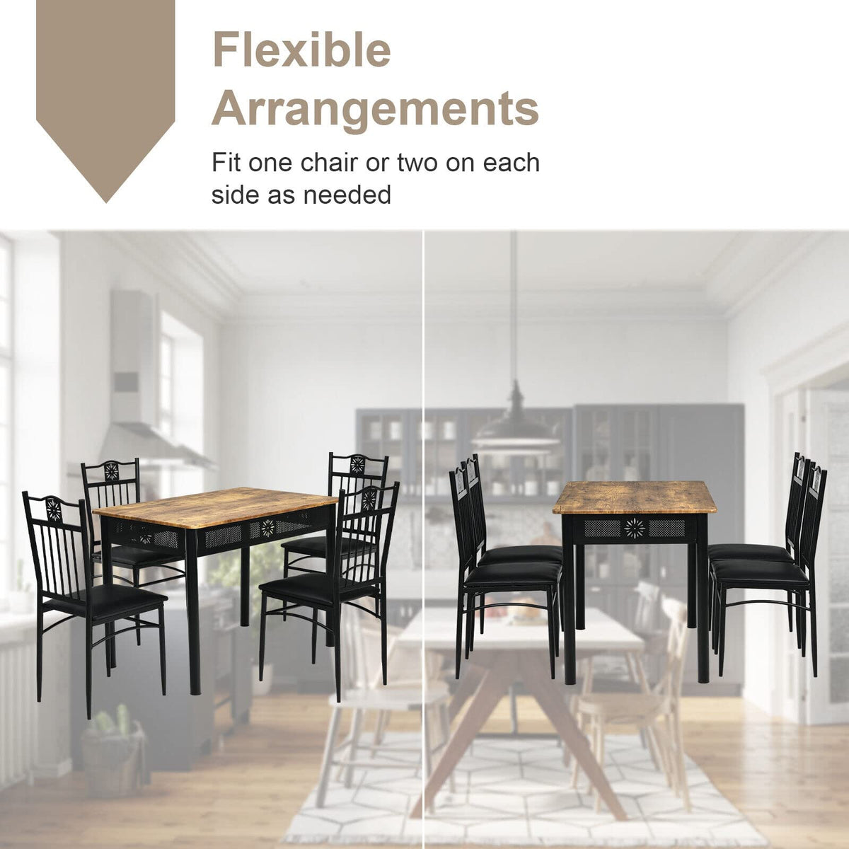 Giantex 5 Pieces Dining Table Set, Modern Kitchen Table Set for 4 Person, Bistro Table Set for Home