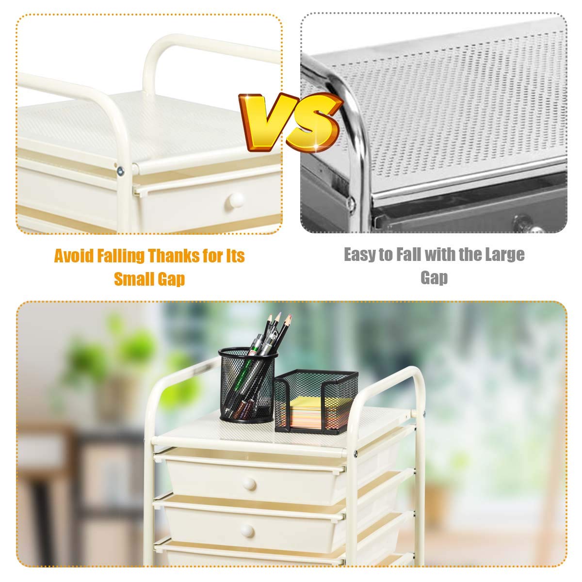 10-Drawer Rolling Storage Cart, Utility Tools Scrapbook Paper Organizer Cart