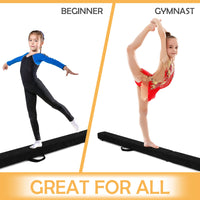 209cm Folding Balance Beam, Portable Gymnastic Beam w/Solid Wood Base & Anti-Slip Bottom