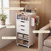 Craft Storage Cart with Mobile Drawers Shelves for Living Room