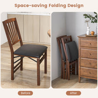 Folding Dining Chair Set of 2 Upholstered High Back Kitchen Chairs Padded Seat