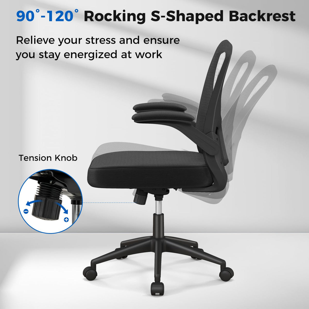 Giantex Ergonomic Office Chair, Adjustable Swivel Mesh Task Chair with Flip-Up Armrests