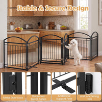 360/480x81cm Foldable Metal Dog Gate with Door 6/8 Panels
