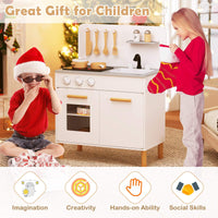 Kids Kitchen Playset, Toddler Pretend Play Kitchen with Light up Stove & Cooking Sounds