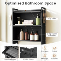 166 cm Over-the-toilet Cabinet Bathroom Organizer with Hooks