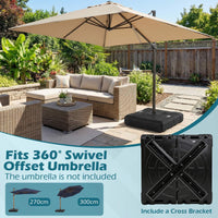 Cantilever Umbrella Base with Wheels,180kgWater&Sand Fillable Weighted Stand