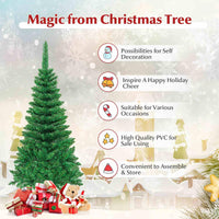 1.37 M Artificial Pencil Christmas Tree with 150 Colorful LED Lights and Foldable Metal Stand
