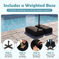 2.8M Patio Umbrella with Weighted Base Sandbags and Push Button Tilt