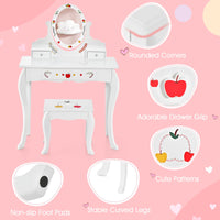 Kids Vanity Set with 360° Rotatable Mirror & Whiteboard for Kids Aged 3 +