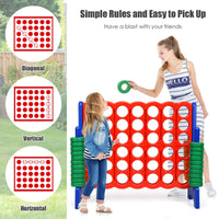 Oversized 4 in A Row Connect Game with 42 Jumbo Rings & Quick-Release Sliders