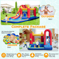 Inflatable Water Slide, Outdoor Water Park Bouncy House with Ring-tossing, Boxing (without Blower)