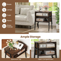 Nightstand Set of 2, Stackable End Tables with Storage Compartment