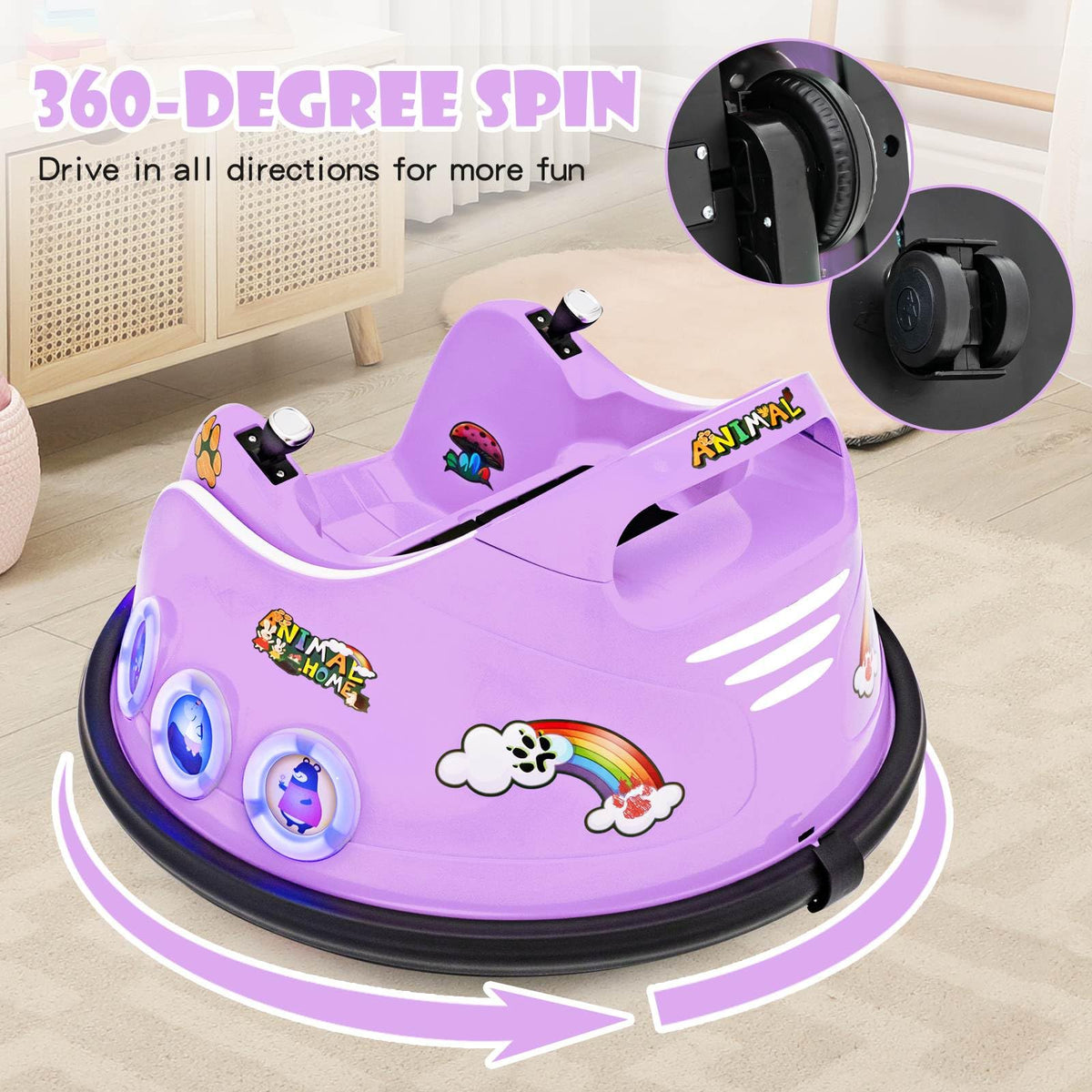 Kids Ride On Car, 12V Electric Bumper Car for Children W/Remote Control