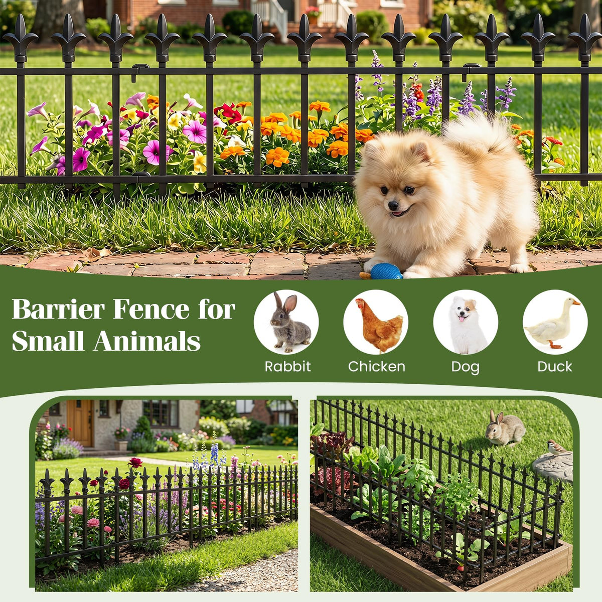 5/10-Pack Metal Garden Fence 280/560x44cm No Dig Border for Lawn Pathway