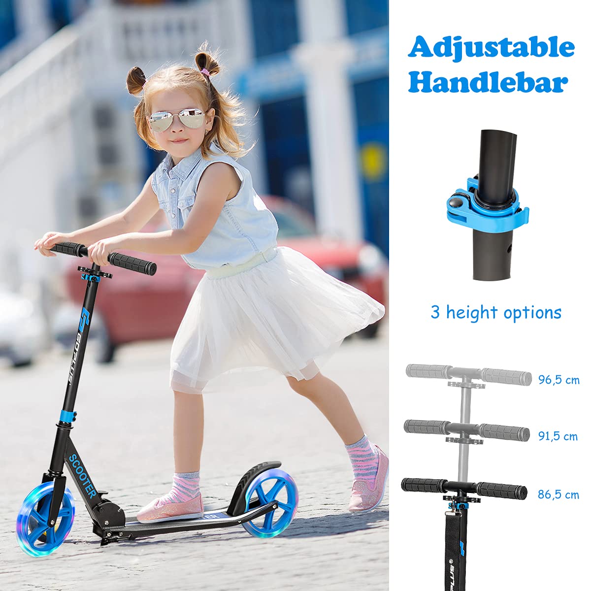 Folding Kick Push Scooter with Flashing LED Wheels