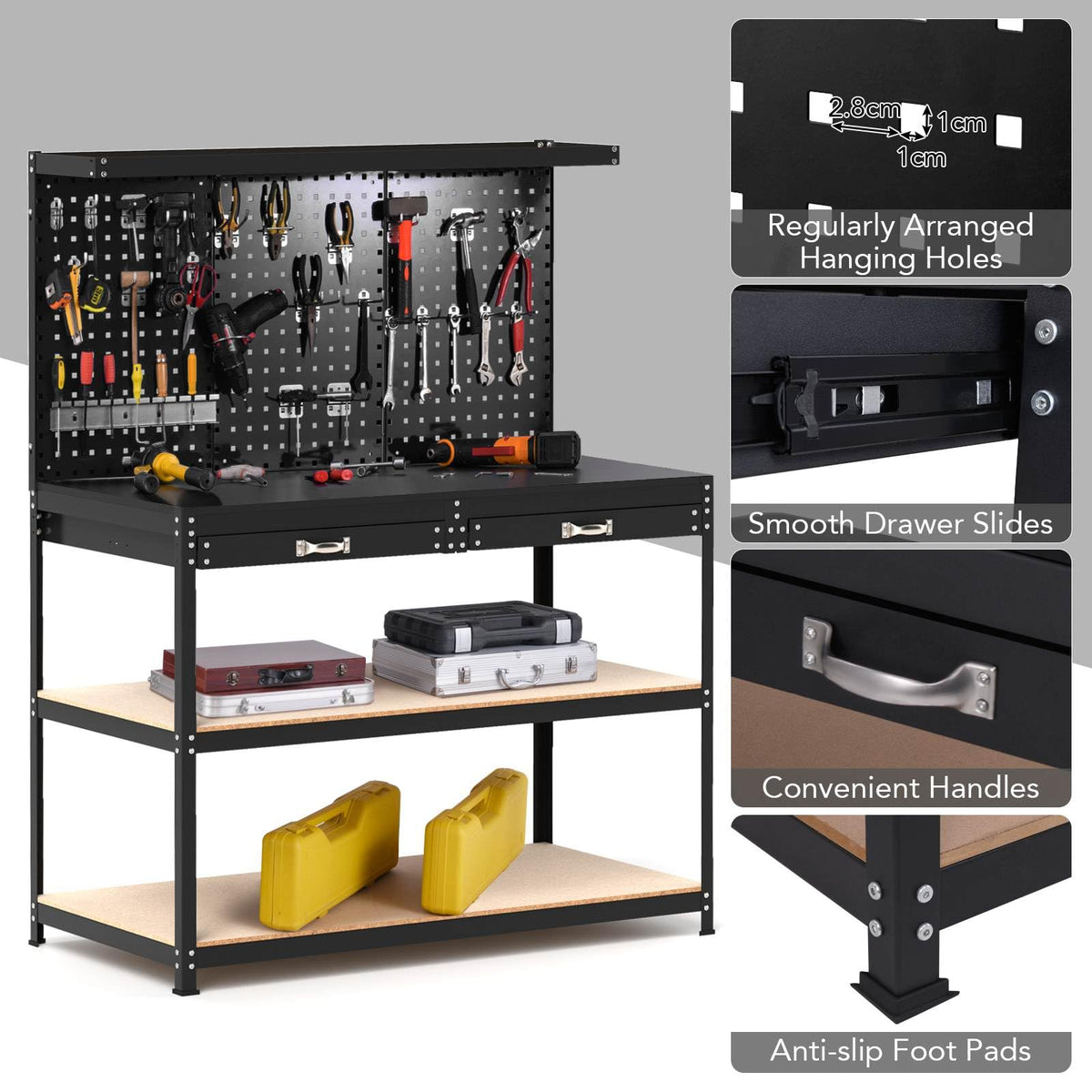 121 x 61 cm Workbench, 230 kg Heavy-Duty Work Table