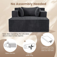 Single Foam Sofa with Ottoman Boneless Floor Lounge Chair with Pillows