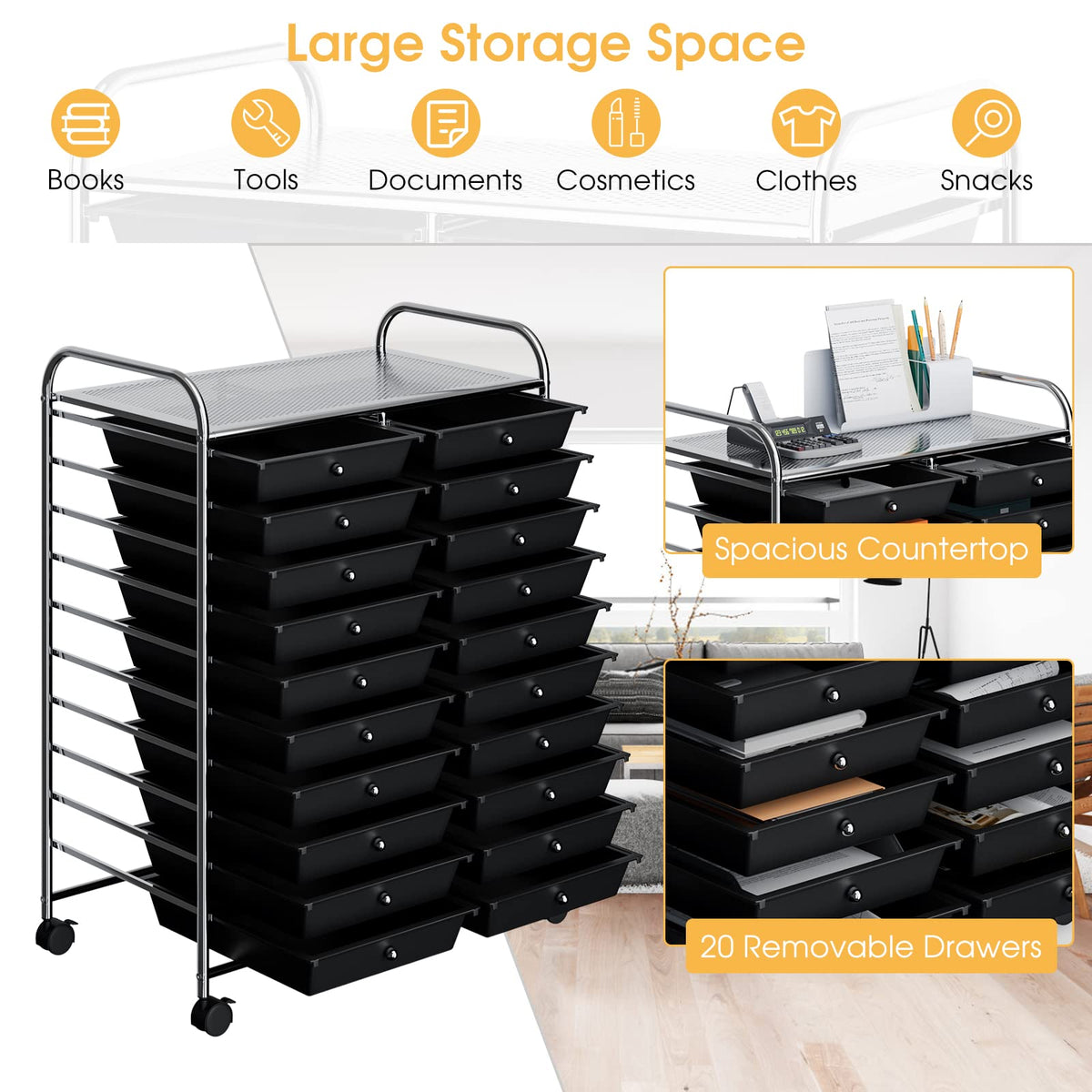 Giantex 20 Drawers Rolling Storage Cart w/Wheels