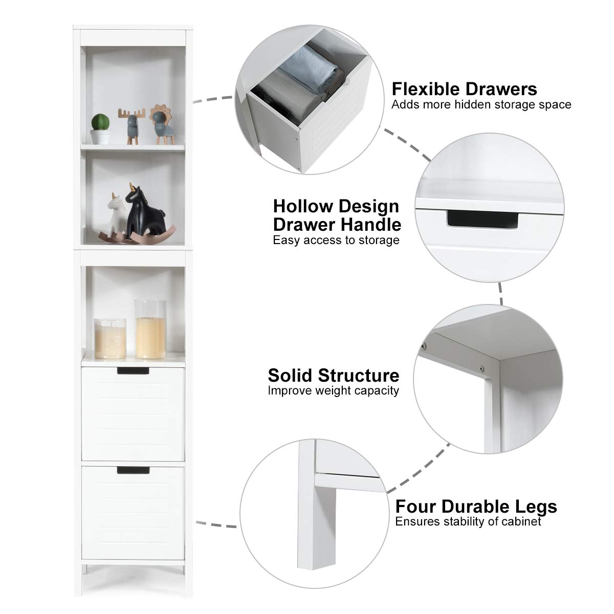 Giantex Wood Bathroom Cabinet, 5-Tier Tall Cabinet