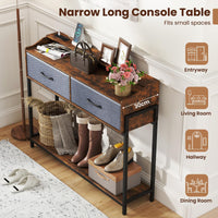 Giantex Console Table with Charging Station, 110 cm Narrow Entryway Table